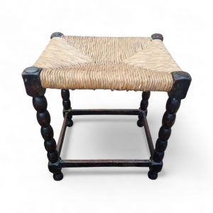 Vintage Bobbin Leg Rush Seat Stool / c.1950 / FREE DELIVERY - Image 6