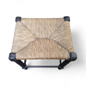 Vintage Bobbin Leg Rush Seat Stool / c.1950 / FREE DELIVERY - Image 5