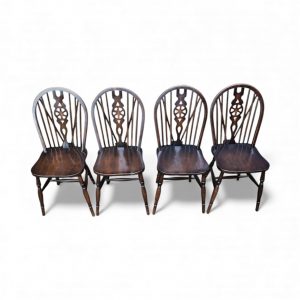 Vintage Wheelback Windsor Dining Chairs / c.1970 / Set of 4 / FREE DELIVERY - Image 3