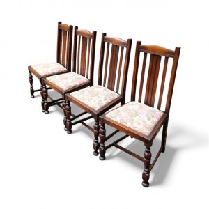 Antique Oak Dining Chairs / Set of 4 / c1930 / FREE DELIVERY - Image 3