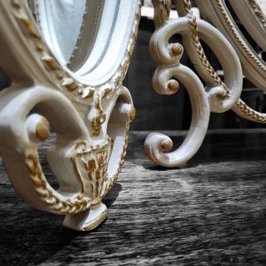 Vintage French Style Triple Dressing Table Mirror / Ivory & Gold / c1970 / FREE DELIVERY - Image 2
