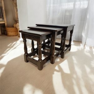 Vintage Set of Three Oak Nesting Tables / 1970s / FREE DELIVERY
