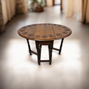 Antique Carved Oak Gateleg Drop-Leaf Table / c.1930 / FREE DELIVERY - Image 12