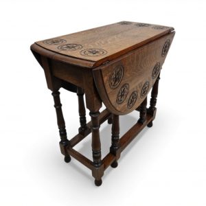 Antique Carved Oak Gateleg Drop-Leaf Table / c.1930 / FREE DELIVERY - Image 9