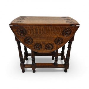 Antique Carved Oak Gateleg Drop-Leaf Table / c.1930 / FREE DELIVERY - Image 8