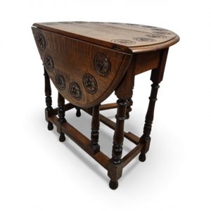 Antique Carved Oak Gateleg Drop-Leaf Table / c.1930 / FREE DELIVERY - Image 5