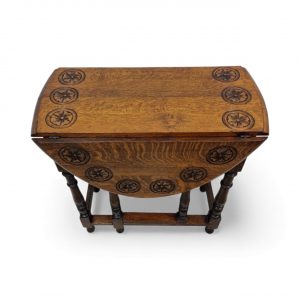 Antique Carved Oak Gateleg Drop-Leaf Table / c.1930 / FREE DELIVERY - Image 4