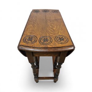 Antique Carved Oak Gateleg Drop-Leaf Table / c.1930 / FREE DELIVERY - Image 3