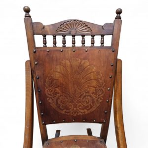 Antique Edwardian Century Beech Floral Occasional Rocking Chair / FREE DELIVERY - Image 8