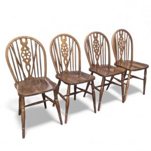 Vintage Wheelback Windsor Dining Chairs / Set of 4 / 1970s / FREE DELIVERY - Image 7