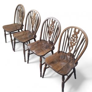 Vintage Wheelback Windsor Dining Chairs / Set of 4 / 1970s / FREE DELIVERY - Image 6