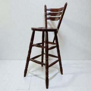 Vintage High Bar Stool / c. 1960 / Solid Wood / Lovely Patina / FREE DELIVERY - Image 9
