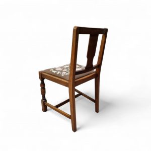 Vintage Art Deco Oak Dining Chairs / Tapestry Seats / Set of Four / c. 1930–1940 / FREE DELIVERY - Image 3