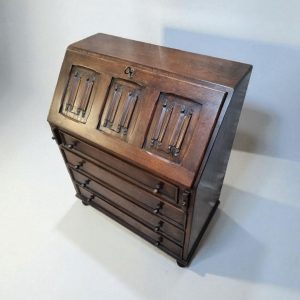 Vintage Oak Bureau / Original Key / 1970s / FREE DELIVERY - Image 4