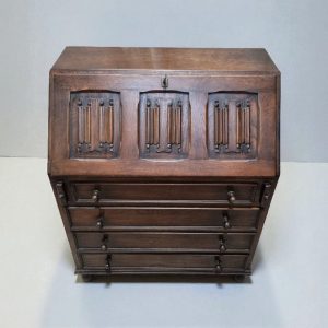 Vintage Oak Bureau / Original Key / 1970s / FREE DELIVERY - Image 11