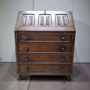 Vintage Oak Bureau / Original Key / 1970s / FREE DELIVERY - Image 6