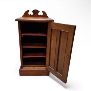 Antique Victorian Walnut Side Cabinet / c1880 / Carved Pediment / FREE DELIVERY