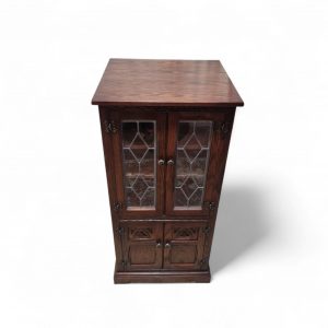 Vintage Old Charm Wood Bros Hi-Fi Cabinet / c.1970 / Tudor Brown / Leaded Glass / FREE DELIVERY - Image 9