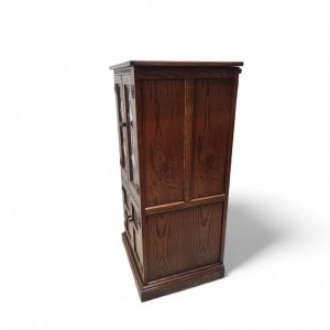 Vintage Old Charm Wood Bros Hi-Fi Cabinet / c.1970 / Tudor Brown / Leaded Glass / FREE DELIVERY - Image 5