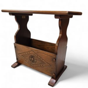 Vintage Oak Magazine Rack Table / c.1970 / Carved Detail / FREE DELIVERY - Image 6