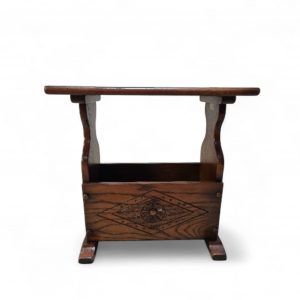 Vintage Oak Magazine Rack Table / c.1970 / Carved Detail / FREE DELIVERY - Image 5