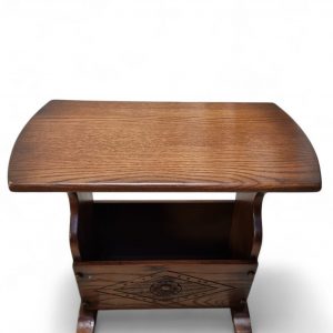 Vintage Oak Magazine Rack Table / c.1970 / Carved Detail / FREE DELIVERY - Image 4