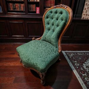 Victorian Button-Back Nursing Chair / c.1880 / Green Upholstery / FREE DELIVERY