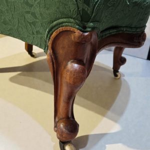 Victorian Button-Back Nursing Chair / c.1880 / Green Upholstery / FREE DELIVERY - Image 7