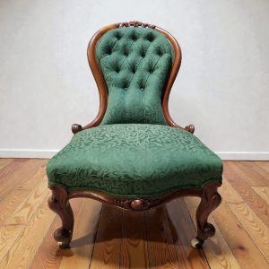 Victorian Button-Back Nursing Chair / c.1880 / Green Upholstery / FREE DELIVERY - Image 6