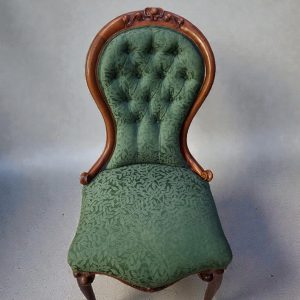 Victorian Button-Back Nursing Chair / c.1880 / Green Upholstery / FREE DELIVERY - Image 5