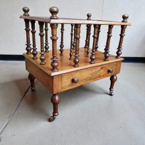 Antique Victorian Wooden Canterbury Magazine Rack / c. 1850 / Turned Spindles / FREE DELIVERY - Image 1