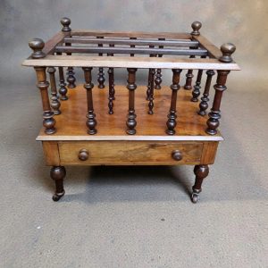 Antique Victorian Wooden Canterbury Magazine Rack / c. 1850 / Turned Spindles / FREE DELIVERY - Image 2