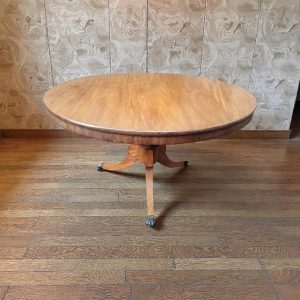 Antique Edwardian Tilt-Top Pedestal Table / c.1905 / Lion-Paw Brass Castors / FREE DELIVERY