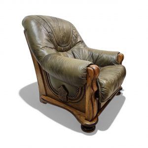 Vintage Leather Armchair / Solid Oak Frame / c1970 / FREE DELIVERY - Image 7