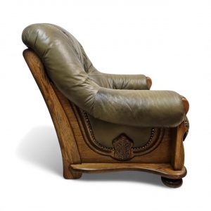 Vintage Leather Armchair / Solid Oak Frame / c1970 / FREE DELIVERY - Image 3