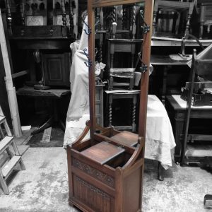 Vintage Old Charm Oak Wood Bros Hall Stand / Umbrella Compartment / c1960 / FREE DELIVERY - Image 2