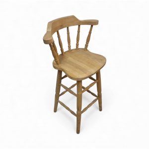 Vintage Solid Oak High Stool / Bar Chair / c1980 / FREE DELIVERY - Image 1