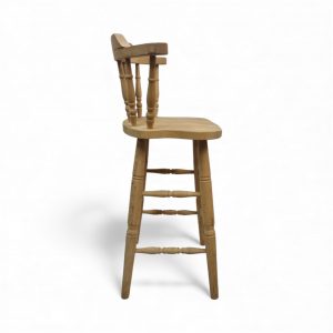 Vintage Solid Oak High Stool / Bar Chair / c1980 / FREE DELIVERY - Image 7