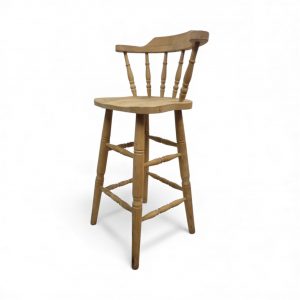 Vintage Solid Oak High Stool / Bar Chair / c1980 / FREE DELIVERY - Image 3