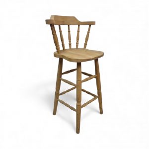 Vintage Solid Oak High Stool / Bar Chair / c1980 / FREE DELIVERY - Image 2