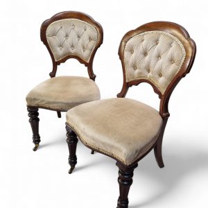 Victorian Upholstered Dining Chairs / c. 1880 / Set of Two / FREE DELIVERY