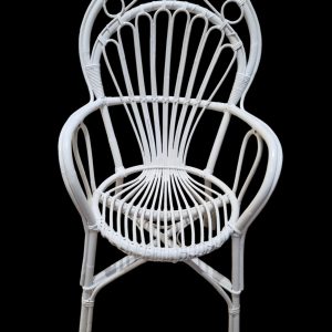 Vintage White Rattan & Bamboo Armchair / c1960 / FREE DELIVERY - Image 8