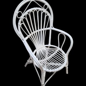 Vintage White Rattan & Bamboo Armchair / c1960 / FREE DELIVERY - Image 7