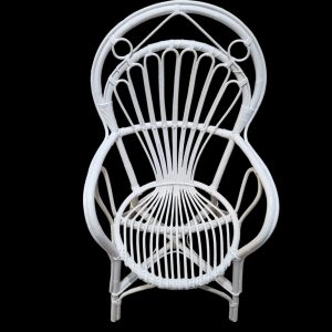 Vintage White Rattan & Bamboo Armchair / c1960 / FREE DELIVERY - Image 6