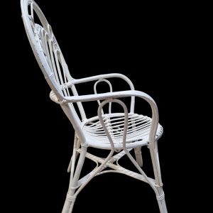 Vintage White Rattan & Bamboo Armchair / c1960 / FREE DELIVERY - Image 4