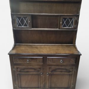 Vintage Oak Sideboard / Glazed Hutch / c1950 / FREE DELIVERY - Image 10