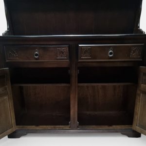 Vintage Oak Sideboard / Glazed Hutch / c1950 / FREE DELIVERY - Image 9