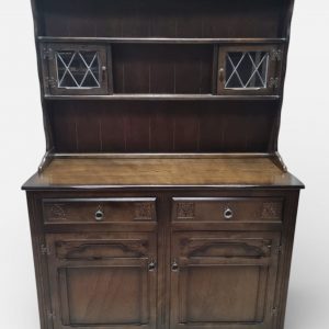 Vintage Oak Sideboard / Glazed Hutch / c1950 / FREE DELIVERY - Image 8