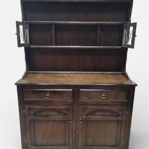 Vintage Oak Sideboard / Glazed Hutch / c1950 / FREE DELIVERY - Image 5