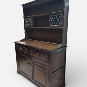 Vintage Oak Sideboard / Glazed Hutch / c1950 / FREE DELIVERY - Image 4